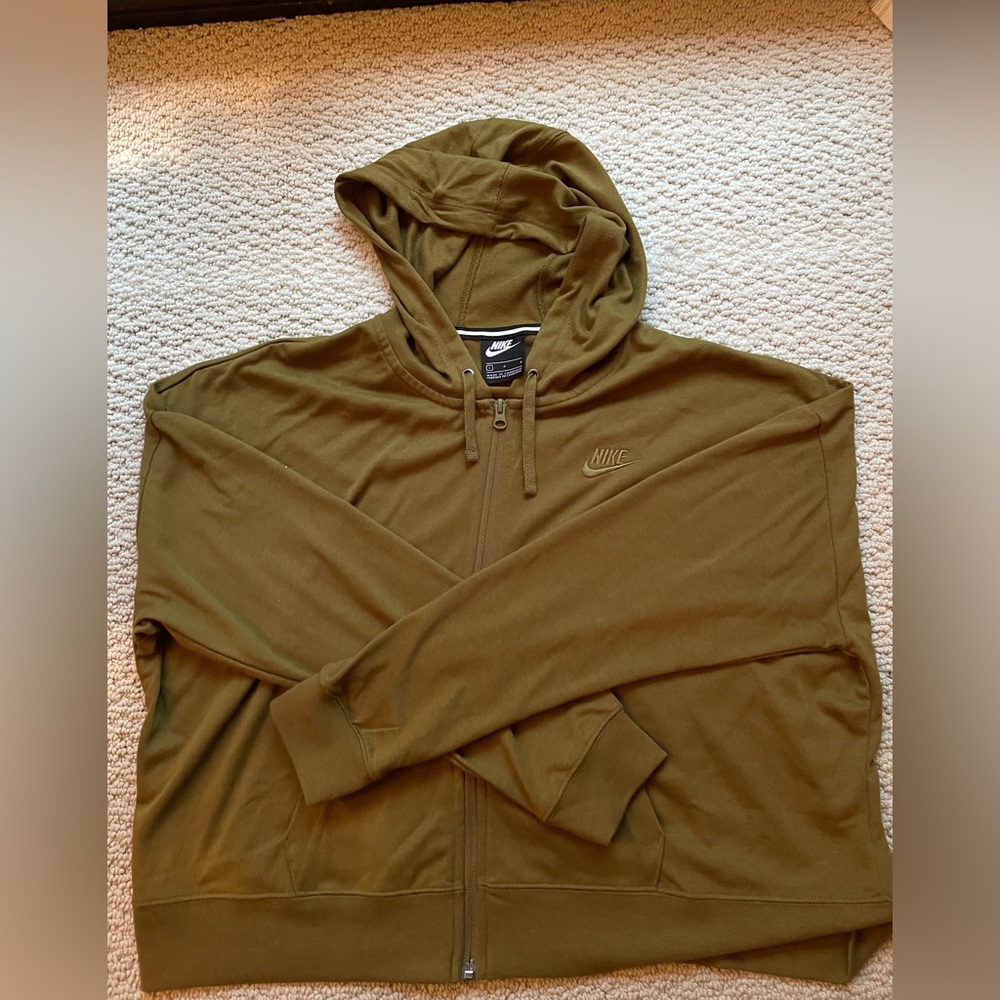 Nike Olive Green Full Zip Hoodie Size L